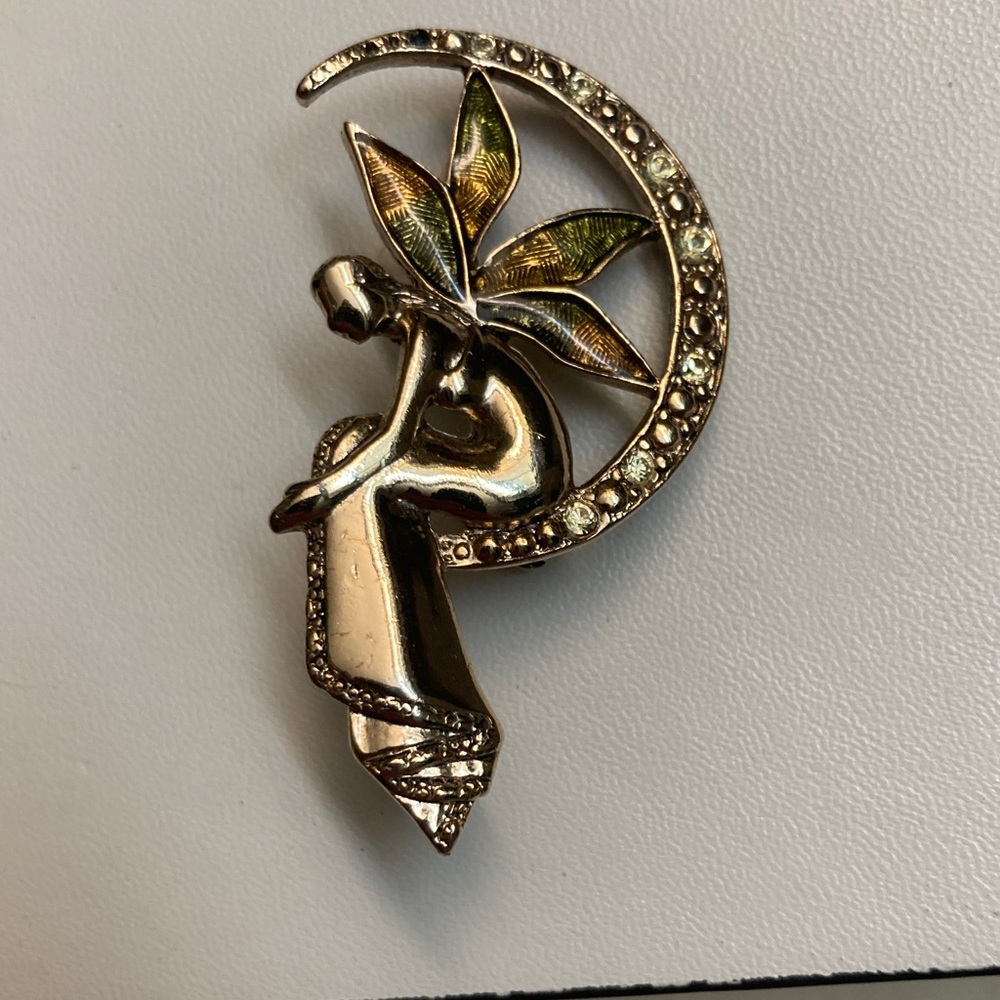 Liz Claiborne Gold Crescent Moon Brooch